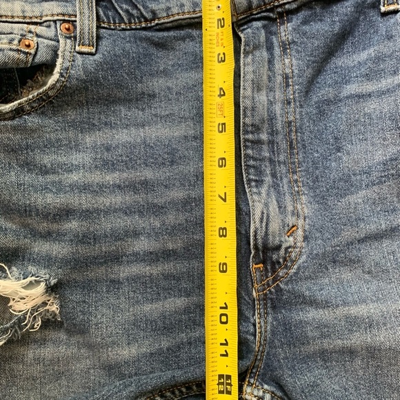 Levi's 412 Slim Shorts Mens Size 42 Blue Distress Fray 9" Inseam Denim Jeans - Picture 9 of 12